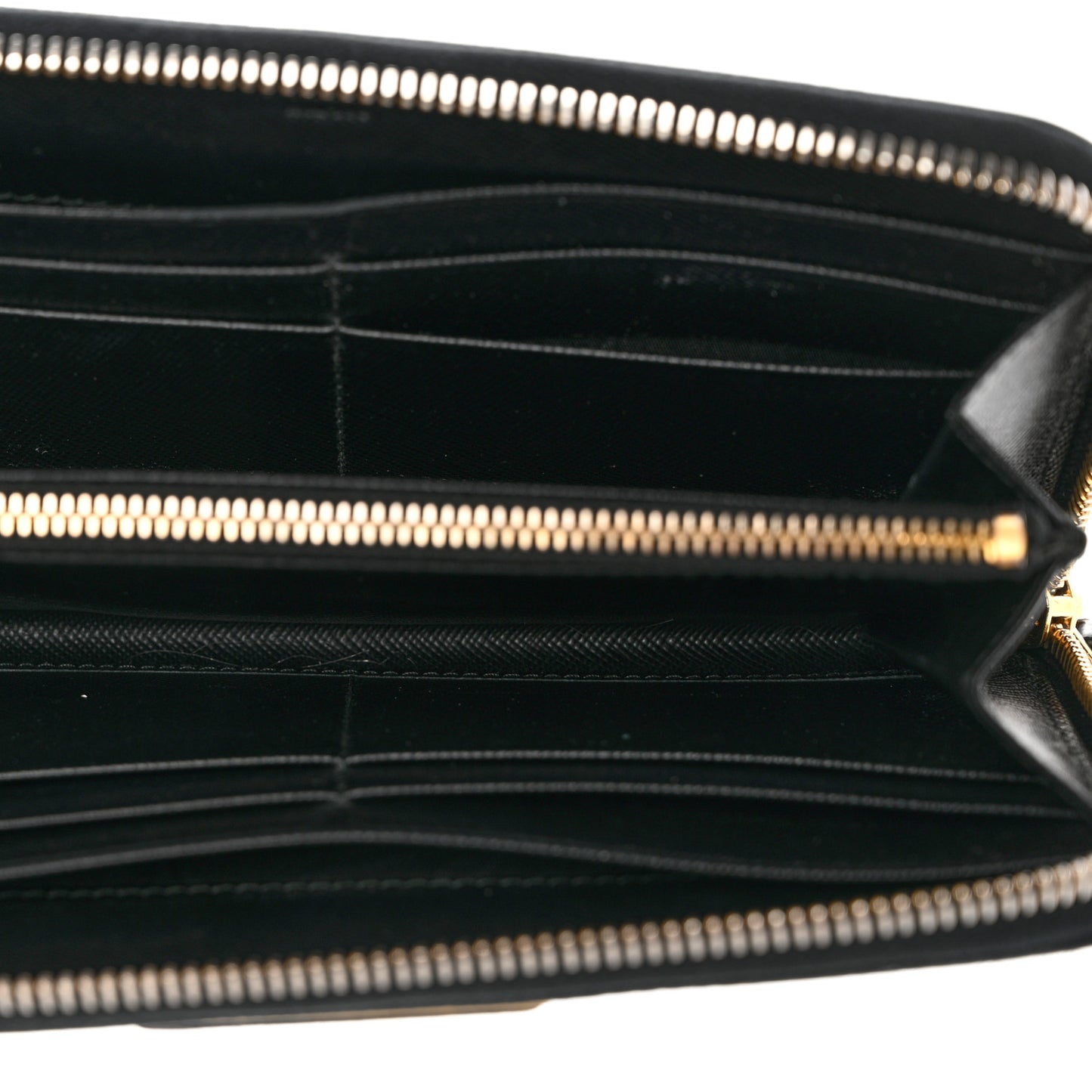 Saffiano Triangle Zip Around Wallet Black