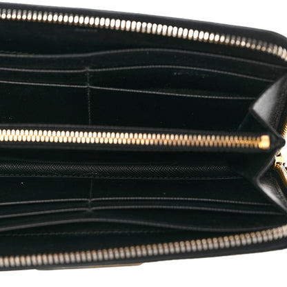 Prada Saffiano Triangle Zip Around Wallet Black 5 of 8