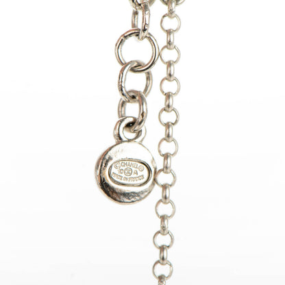 Chanel Bead Crystal CC Cross Pendant Necklace Black Silver 5 of 7