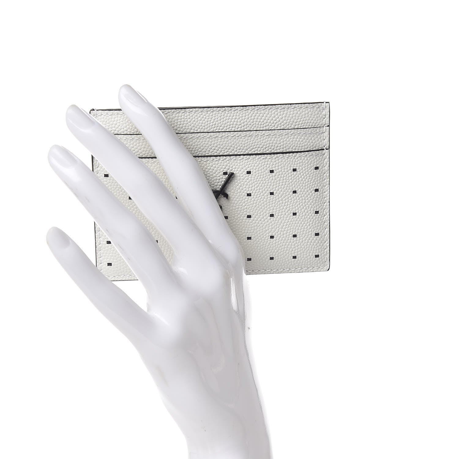 Saint Laurent Grain De Poudre Geo Print Card Case White Black 2 of 8