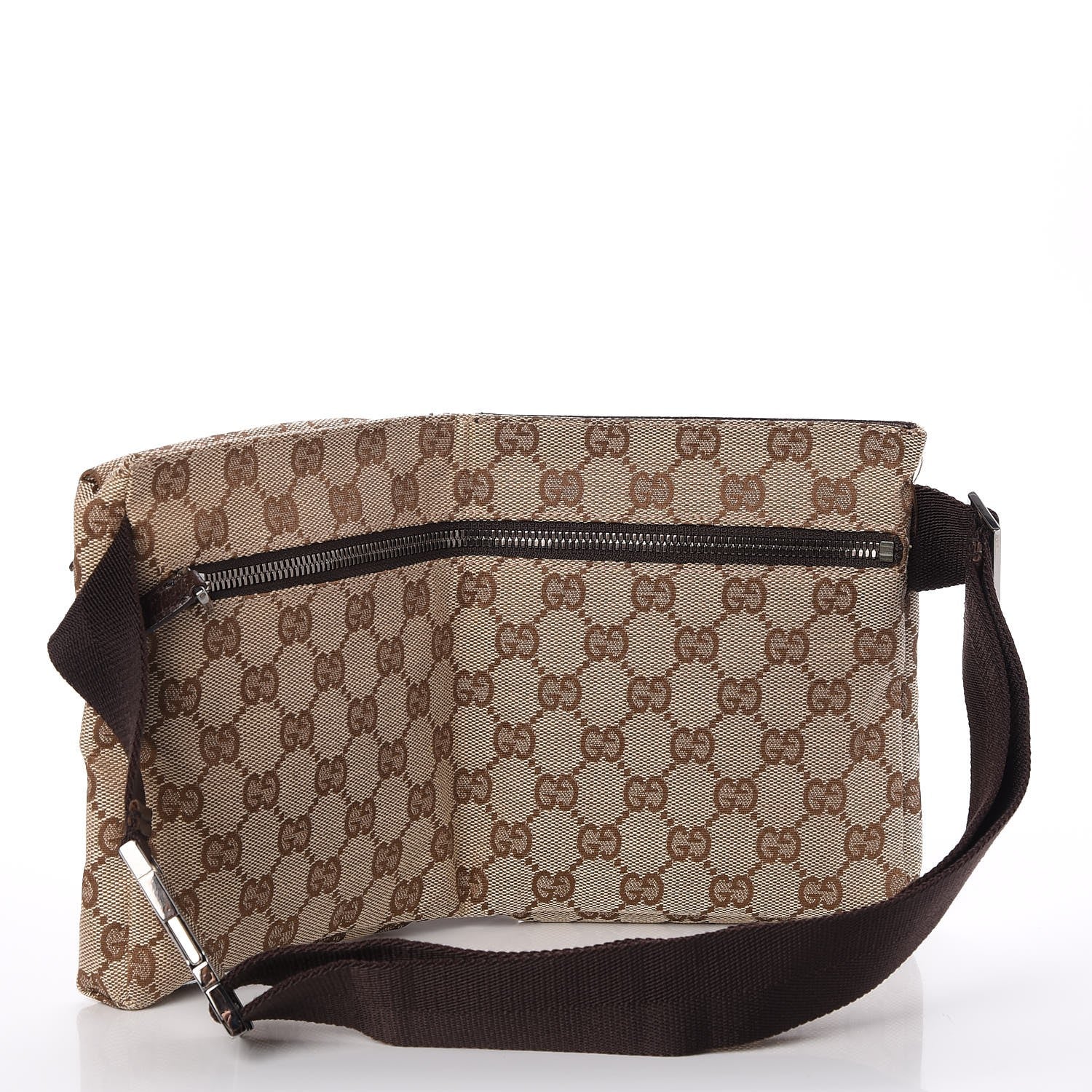 Gucci GG Monogram Double Pocket Belt Bag Dark Brown 3 of 8