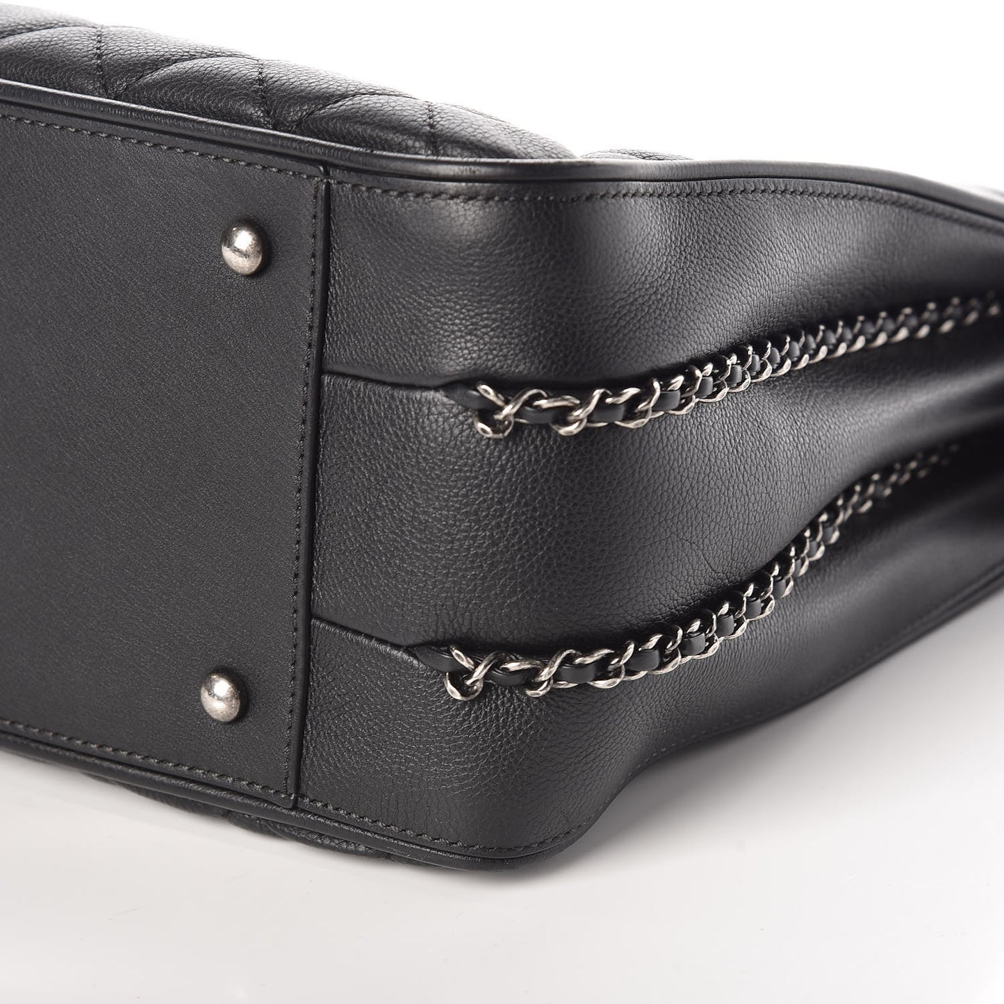 Calfskin Quilted Frame In Chain Tote Black