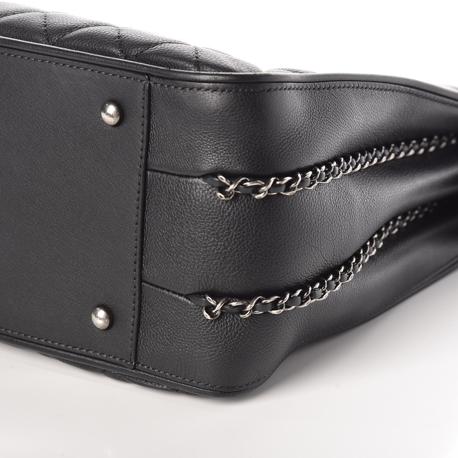 Chanel Calfskin Quilted Frame In Chain Tote Black 6 of 10