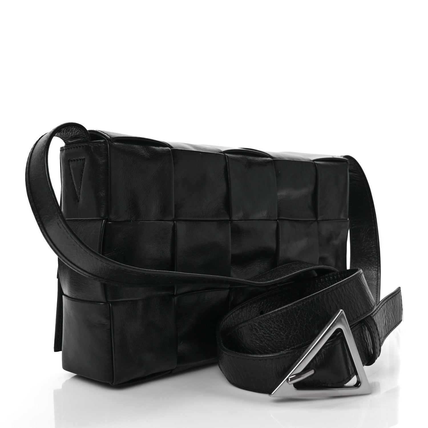 Bottega Veneta Paper Calfskin Maxi Intreccio Cassette Crossbody Bag Black 3 of 16