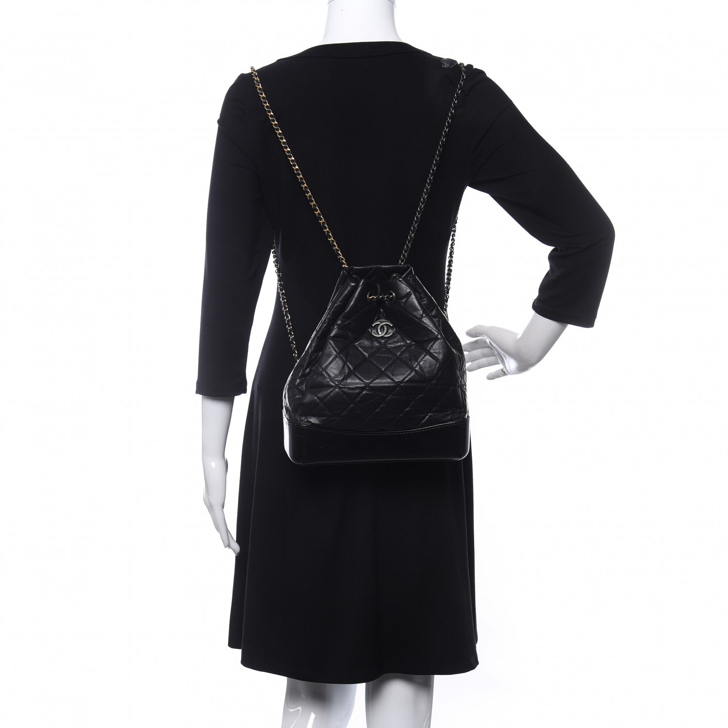 Chanel Aged Calfskin Quilted Gabrielle Backpack Black 2 of 10