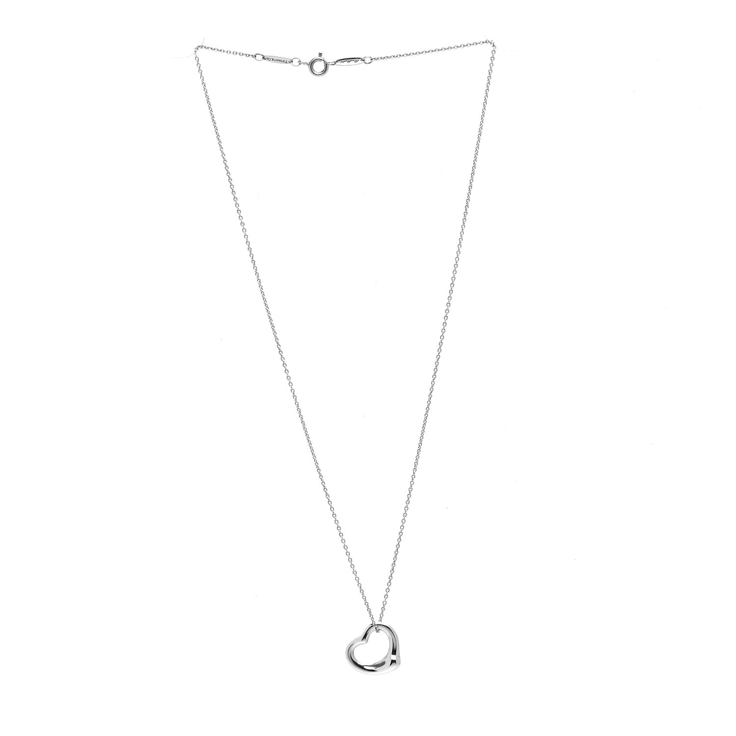 Sterling Silver 16mm Elsa Peretti Open Heart Pendant Necklace