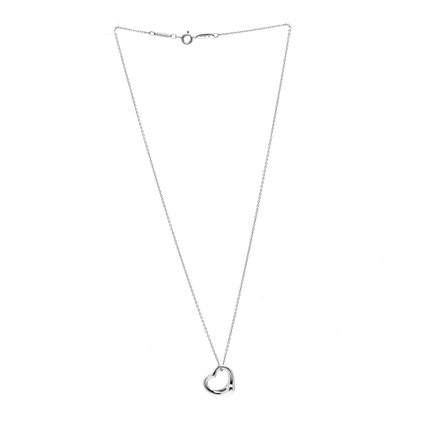 Tiffany Sterling Silver 16mm Elsa Peretti Open Heart Pendant Necklace 3 of 6