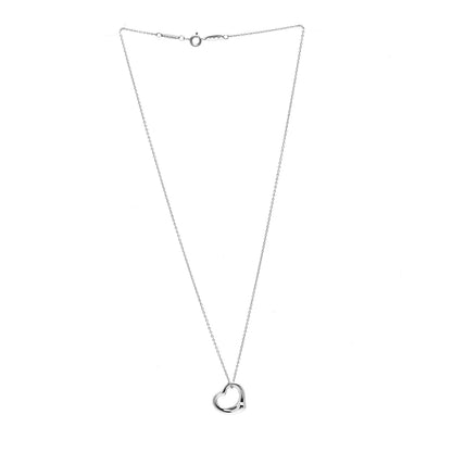 Tiffany Sterling Silver 16mm Elsa Peretti Open Heart Pendant Necklace 3 of 6