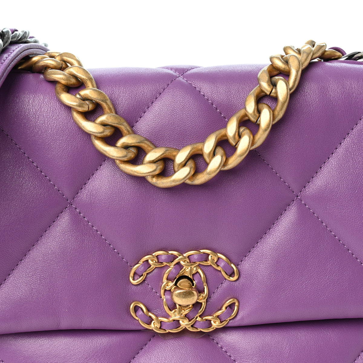 Chanel Lambskin Quilted Medium Chanel 19 Flap Purple 8 of 10