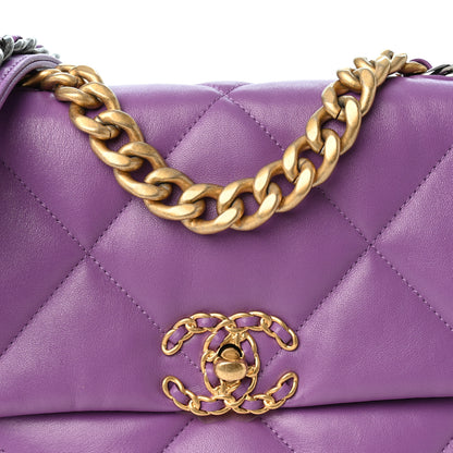 Chanel Lambskin Quilted Medium Chanel 19 Flap Purple 8 of 10