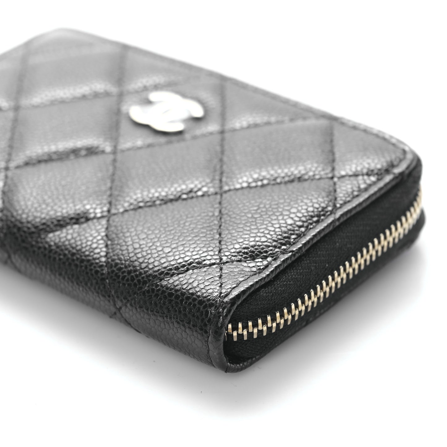 Caviar Quilted Zipped Key Holder Case Black