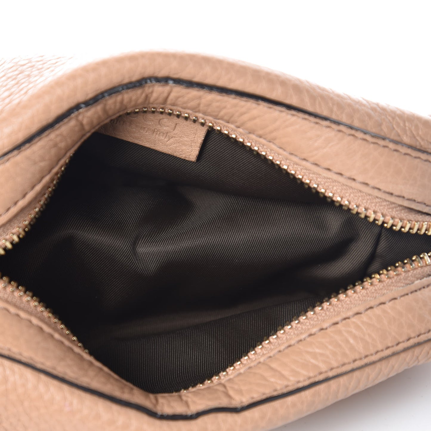 Pebbled Calfskin Soho Small Cosmetic Case Camelia