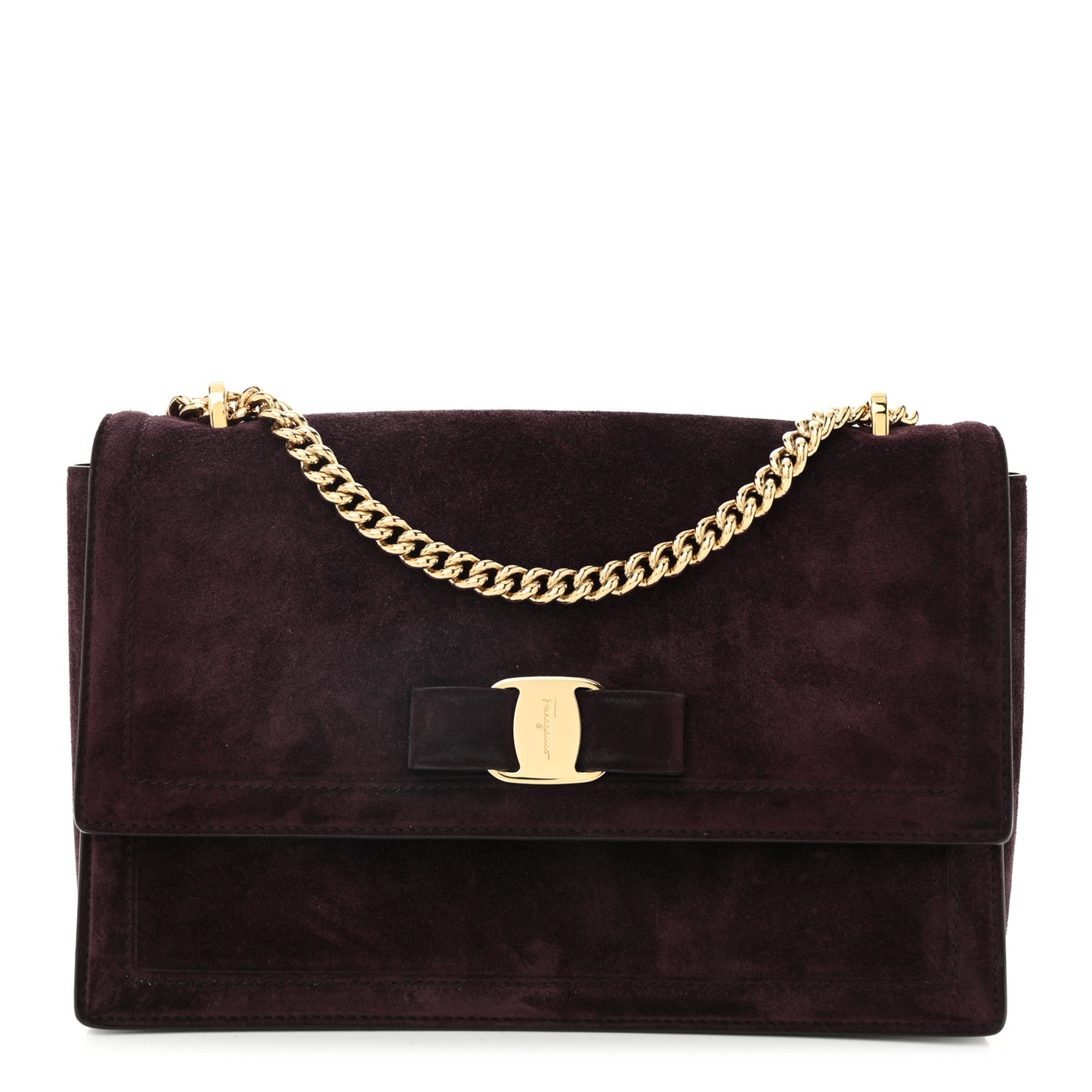 Suede Calfskin Vera Bow Crossbody Bag Dark Bordeaux