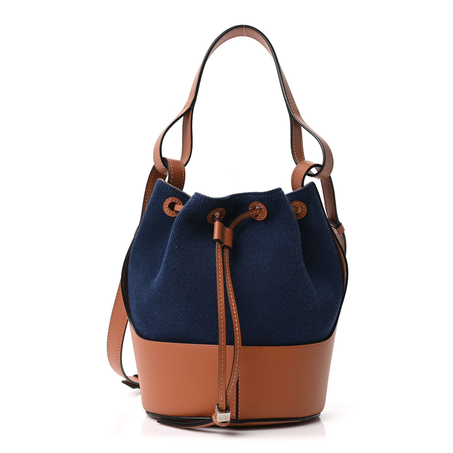 Loewe Canvas Calfskin Balloon Bucket Bag Navy Tan 1 of 9