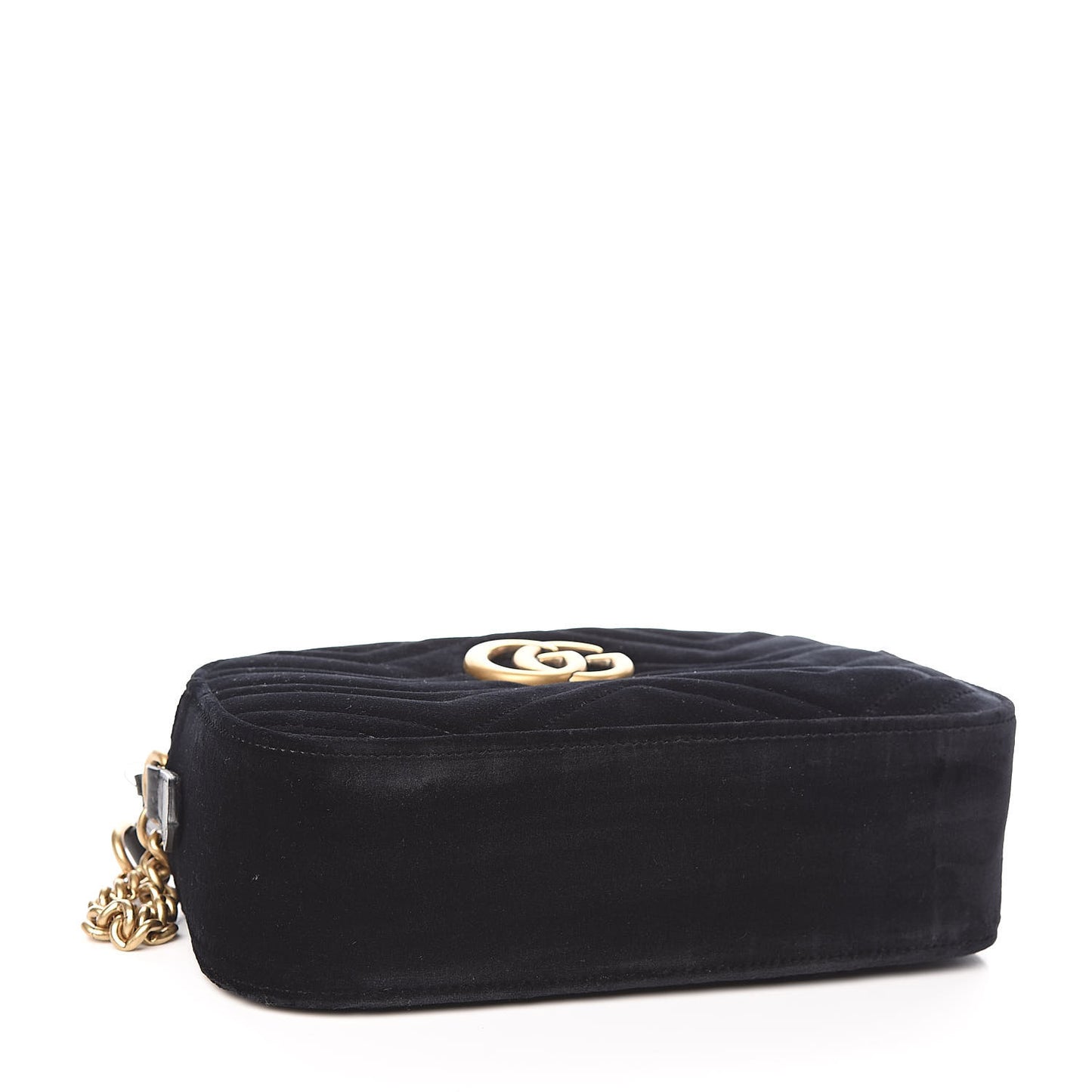 Velvet Matelasse Small GG Marmont Chain Shoulder Bag Black