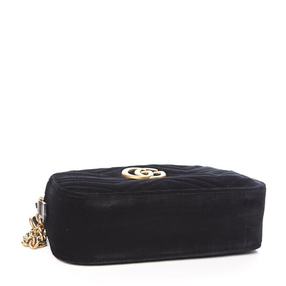 Gucci Velvet Matelasse Small GG Marmont Chain Shoulder Bag Black 4 of 10