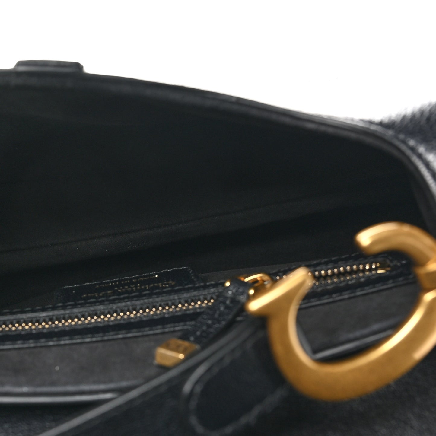 Shiny Goatskin Saddle Bag Black