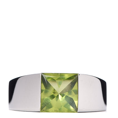 Cartier 18K White Gold Peridot 8mm Tank Ring 54 6.75 1 of 6