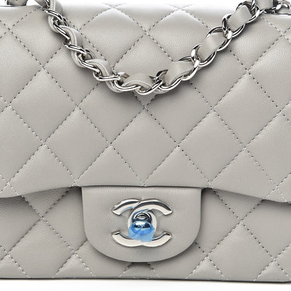 Chanel Lambskin Quilted Mini Square Flap Light Grey 10 of 11