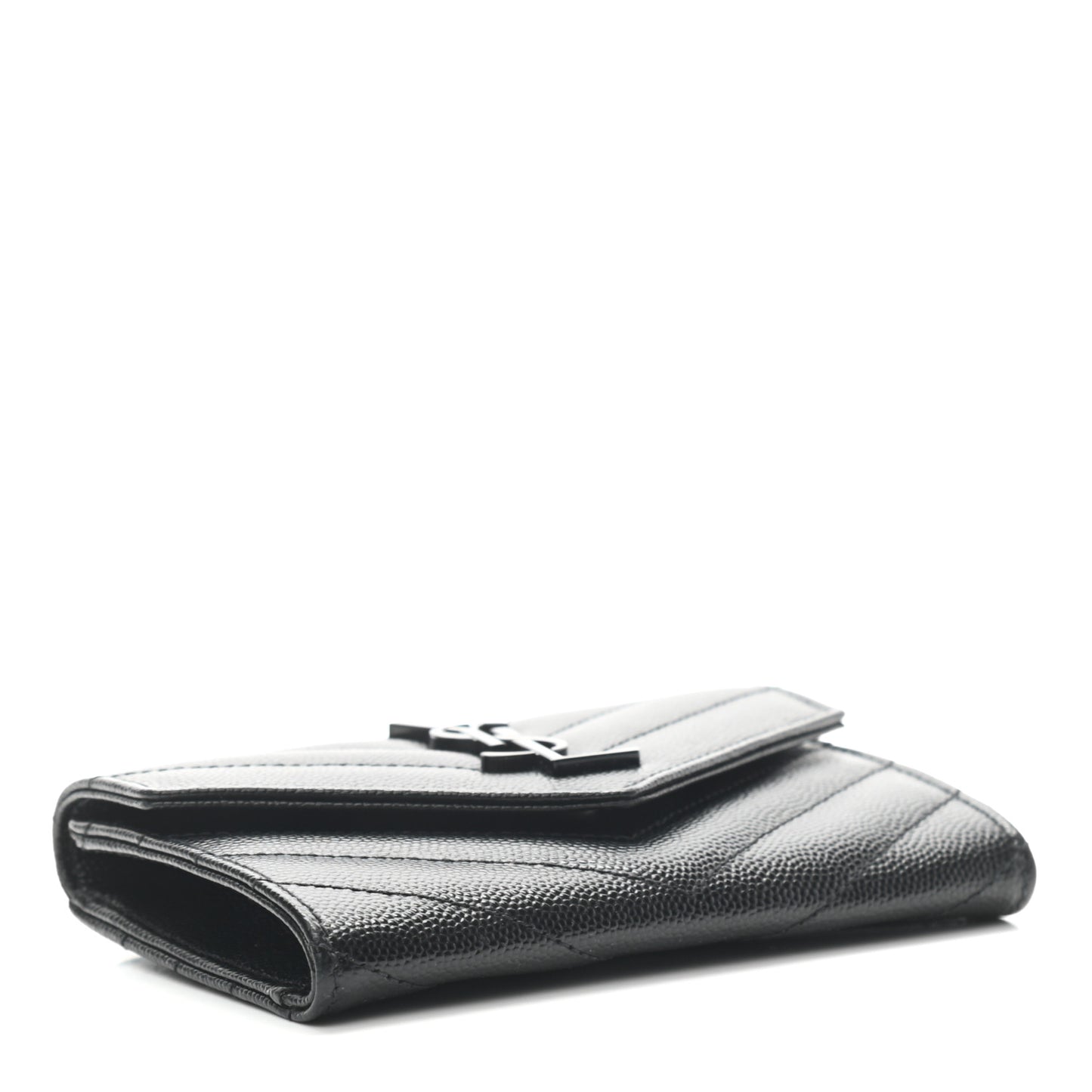 Grain De Poudre Matelasse Chevron Small Monogram Envelope Wallet Black