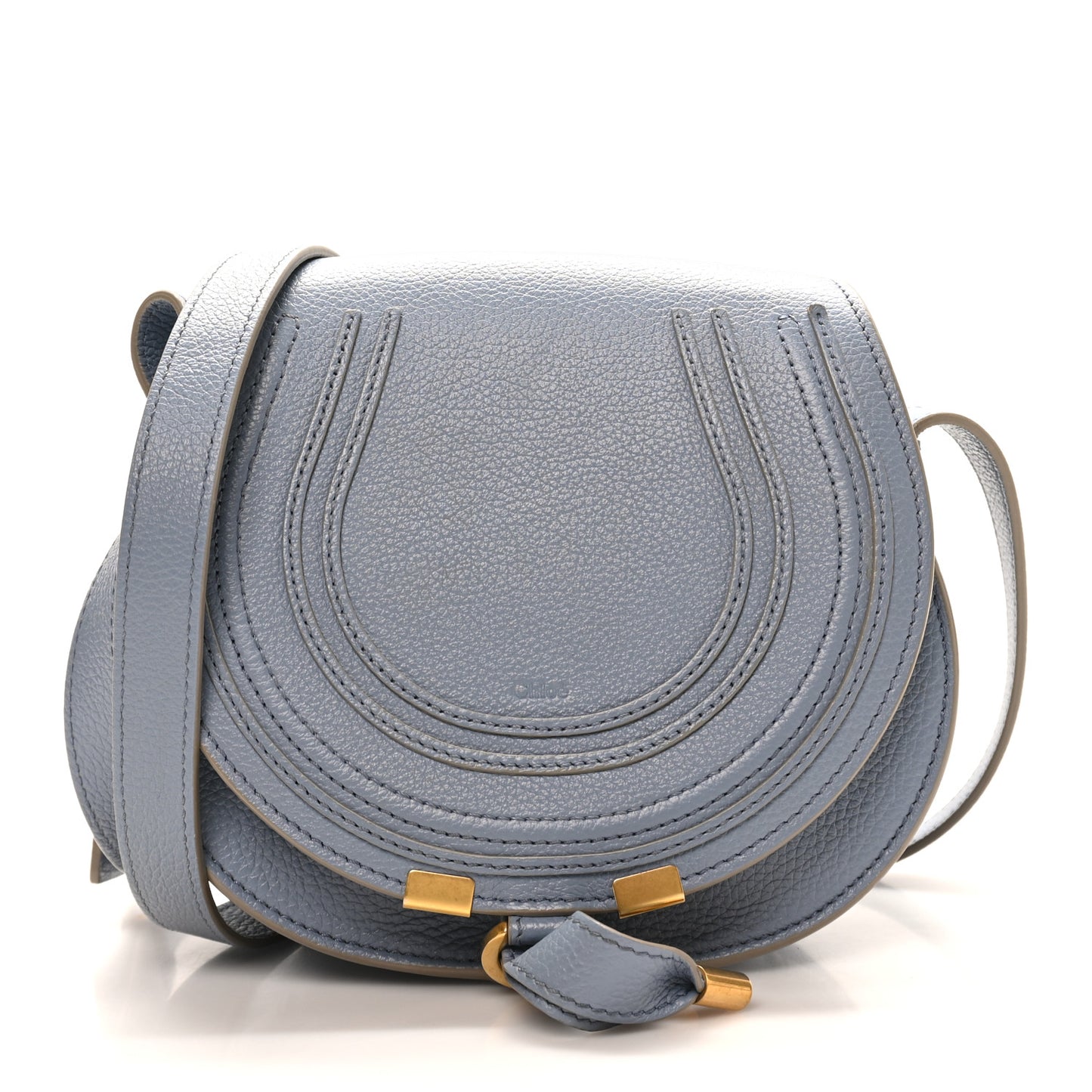 Calfskin Mini Marcie Round Crossbody Bag Cloudy Blue