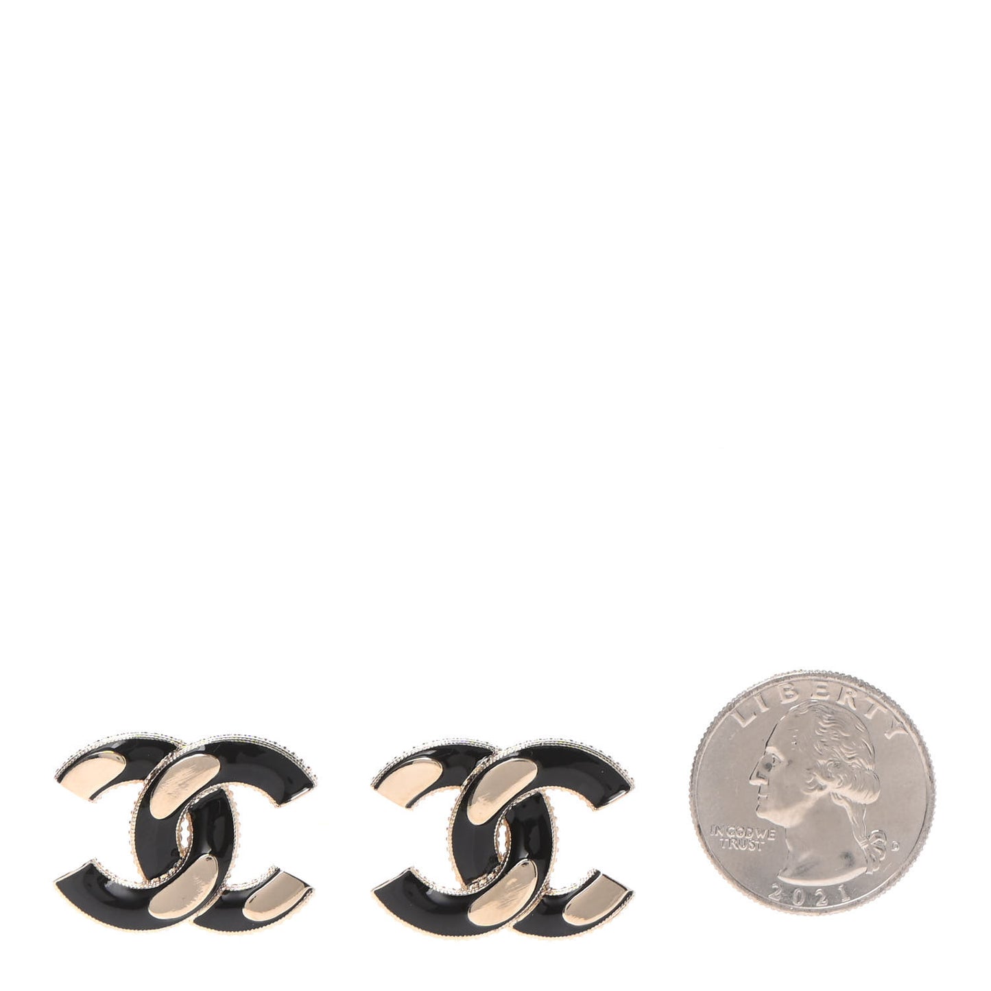 Enamel CC Earrings Black Gold
