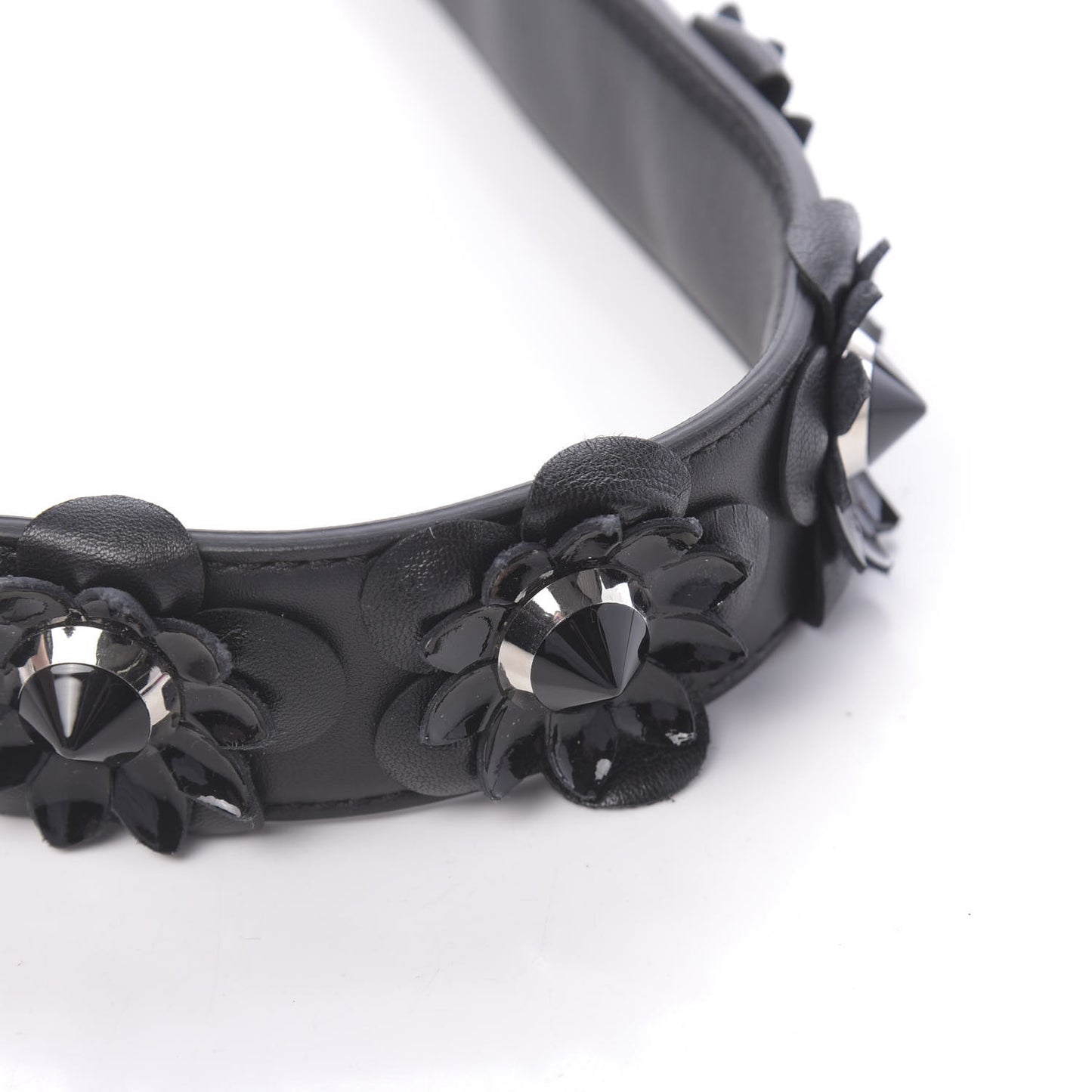 Vitello Dolce Nappa Patent Flowerland Studded Strap You Black