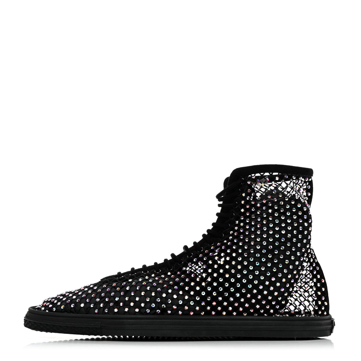 Mesh Crystal Mid Top Sneakers 37 Black