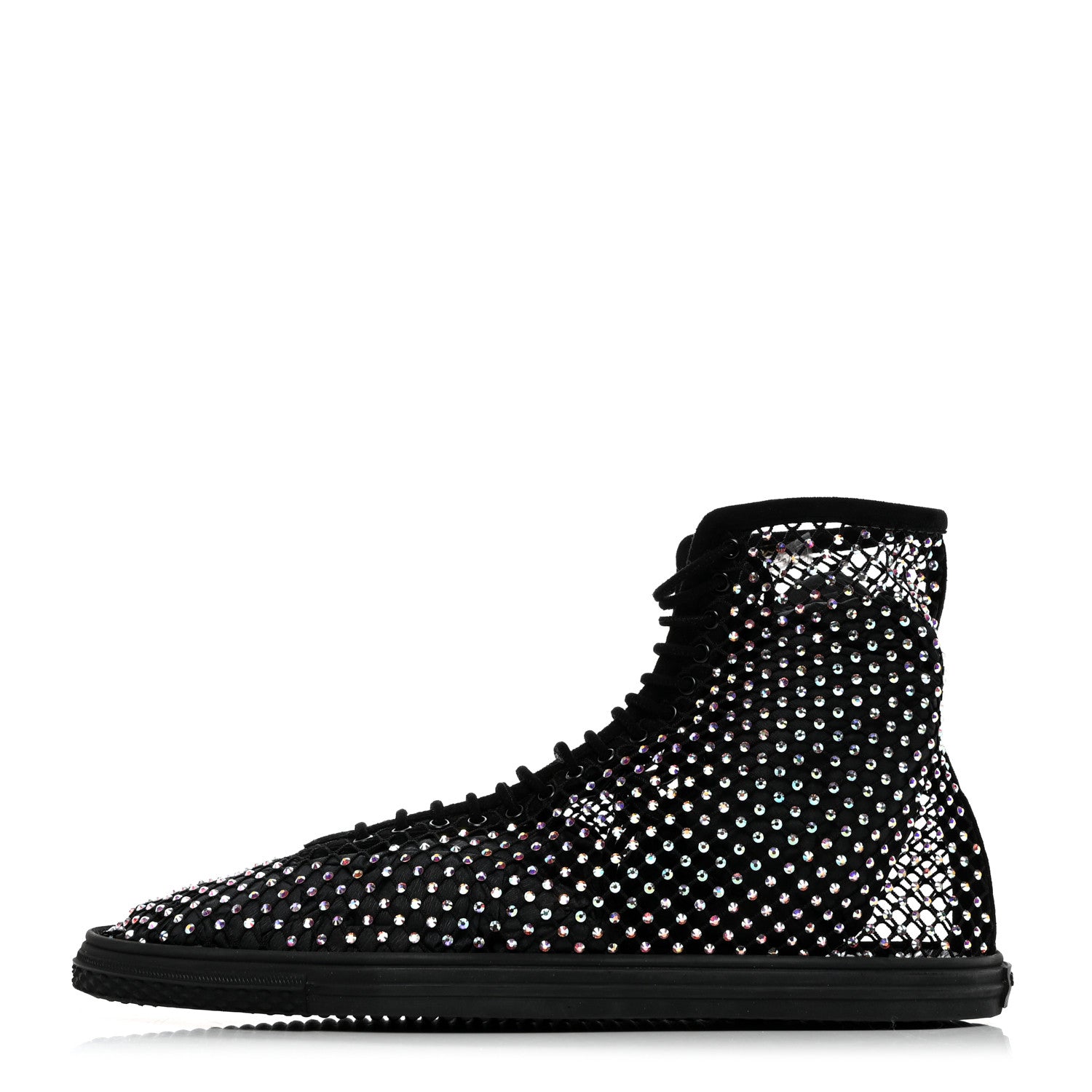 Saint Laurent Mesh Crystal Mid Top Sneakers 37 Black 1 of 9