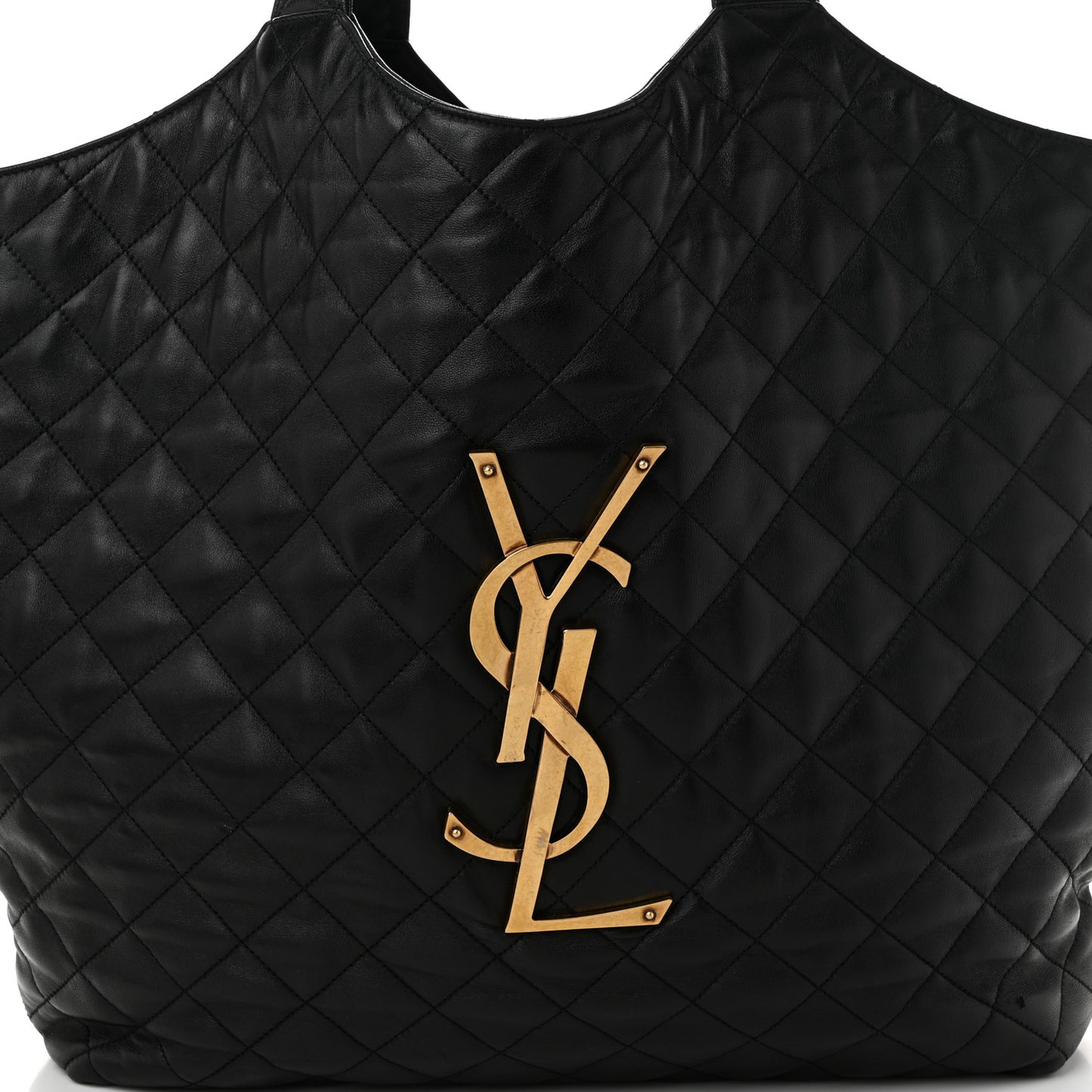 Lambskin Quilted Maxi Icare Shopping Tote Black
