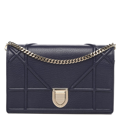 Christian Dior Grained Calfskin Diorama Wallet on Chain Pouch Indigo 1 of 10
