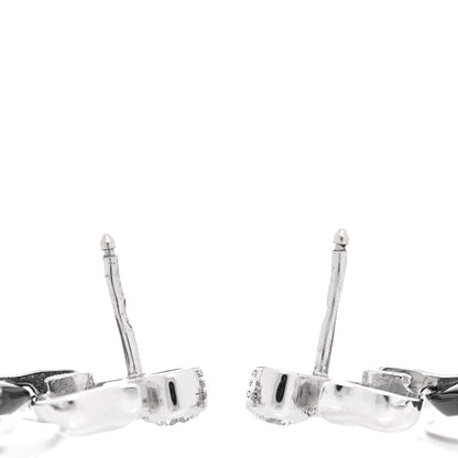 Chanel 18K White Gold Diamond Black Ceramic Camelia Galbe Earrings 4 of 5