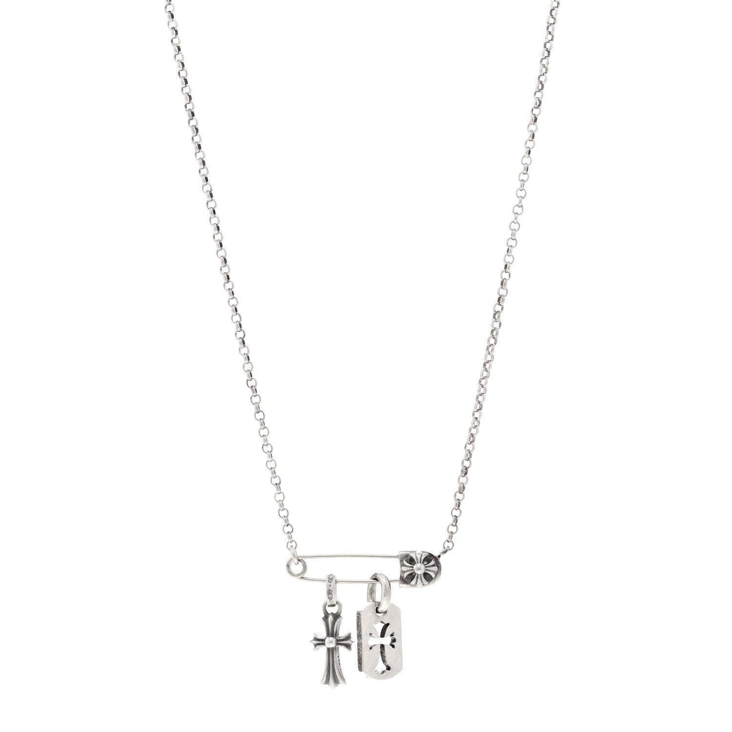 Chrome Hearts Sterling Silver Safety Pin Multi Pendant Necklace 1 of 5