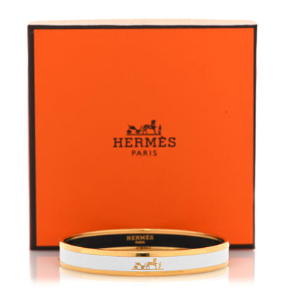 Hermes Enamel Printed Narrow Caleche Bracelet 70 White 6 of 6