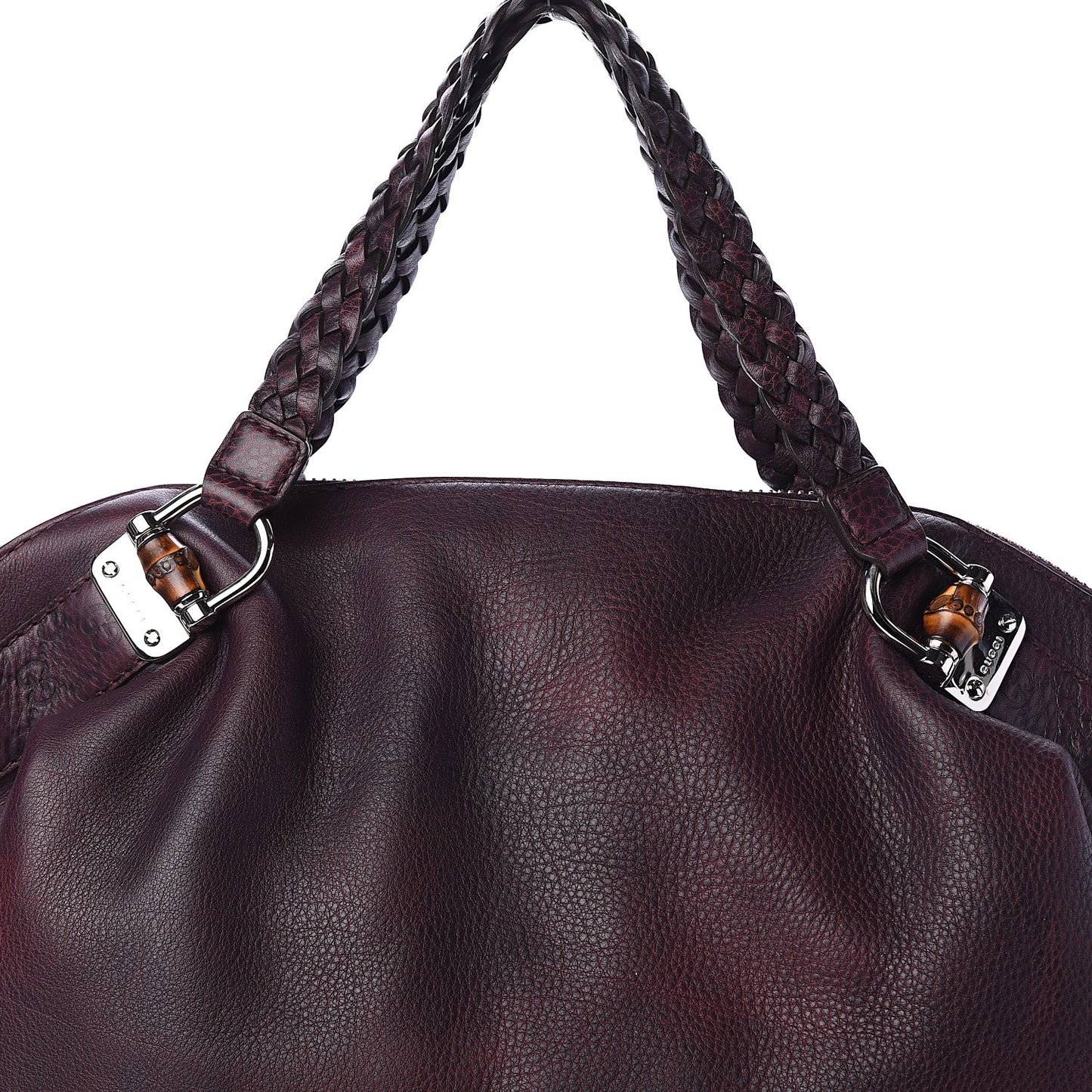 Calfskin Large Bamboo Bar Shoulder Bag Burgundy