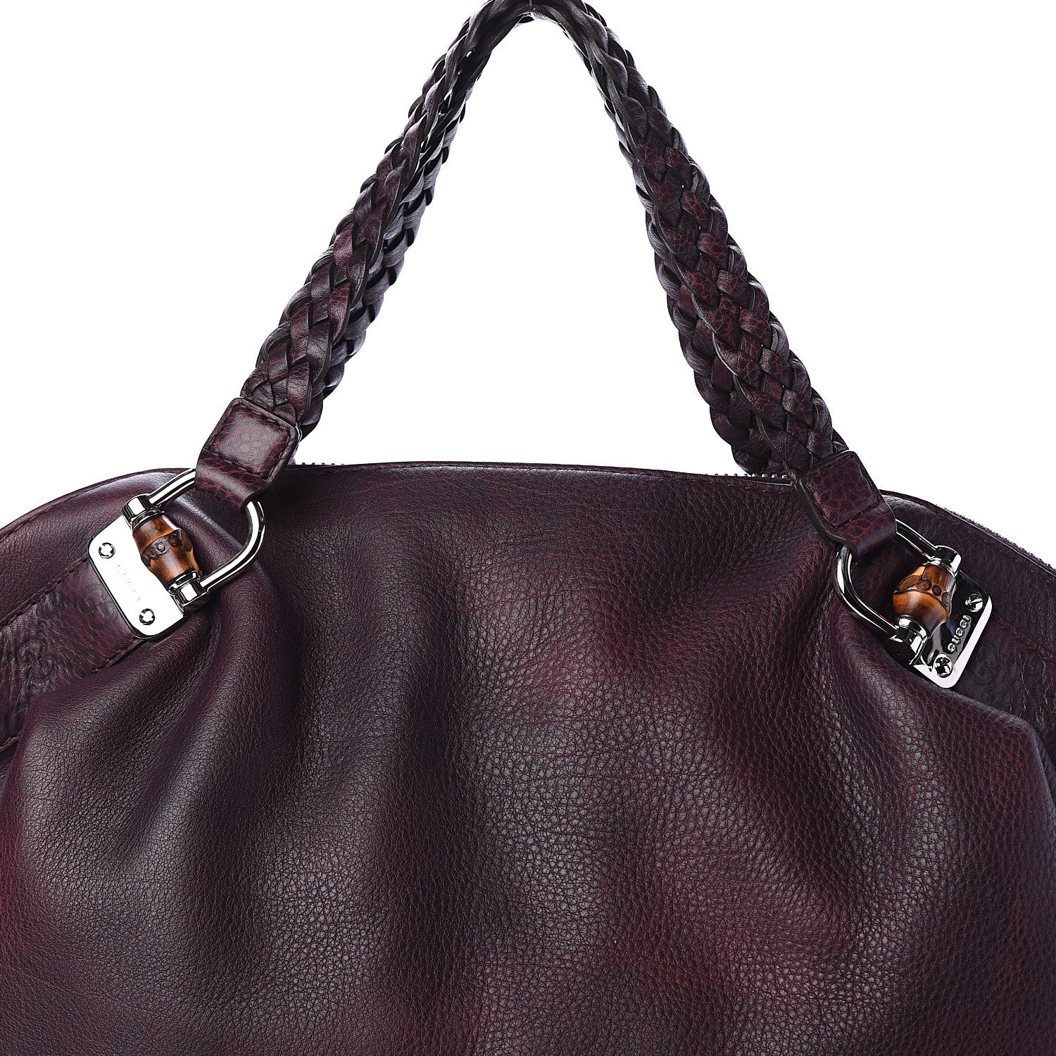 Gucci Calfskin Large Bamboo Bar Shoulder Bag Burgundy 6 of 8