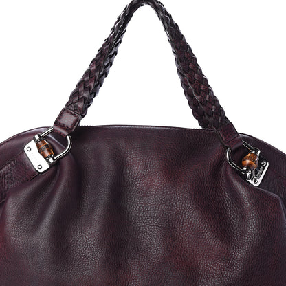 Gucci Calfskin Large Bamboo Bar Shoulder Bag Burgundy 6 of 8
