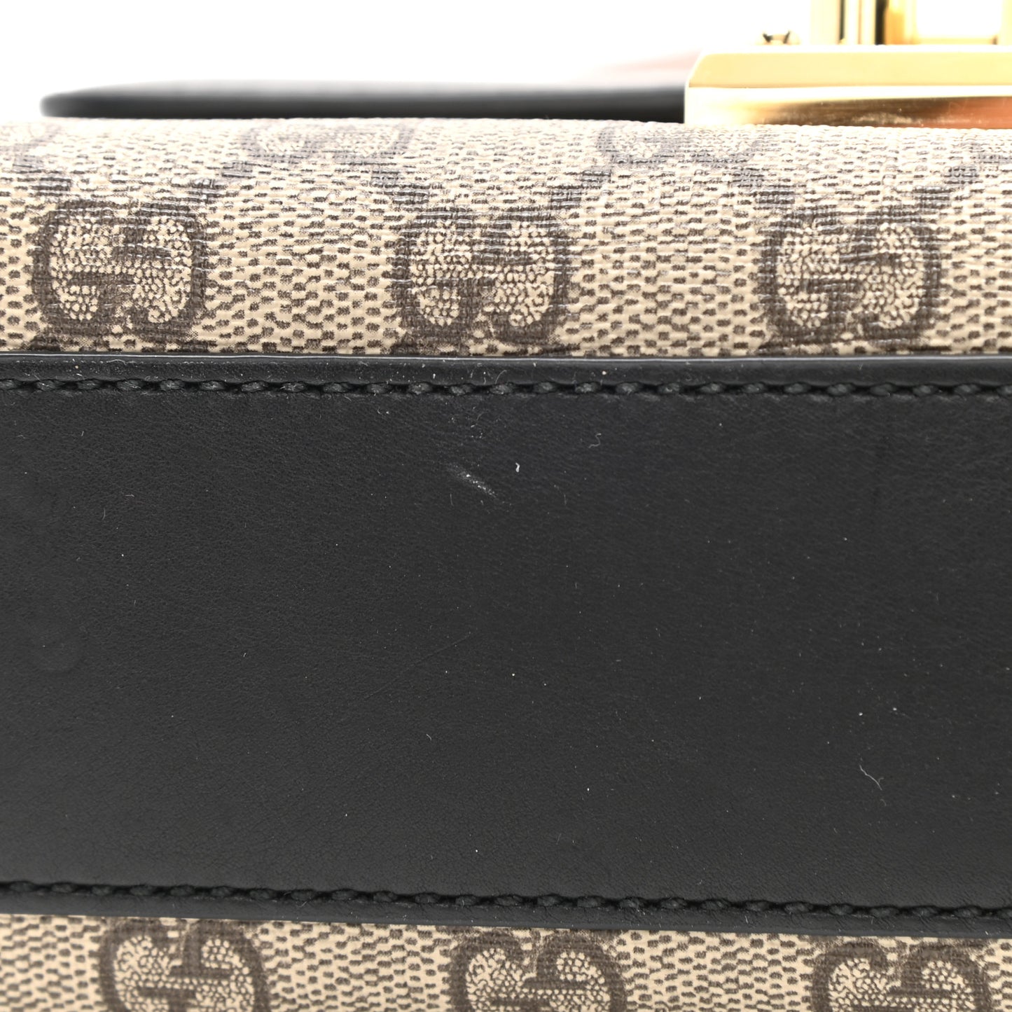 GG Supreme Monogram Calfskin Small Padlock Shoulder Bag Beige Black Cuir