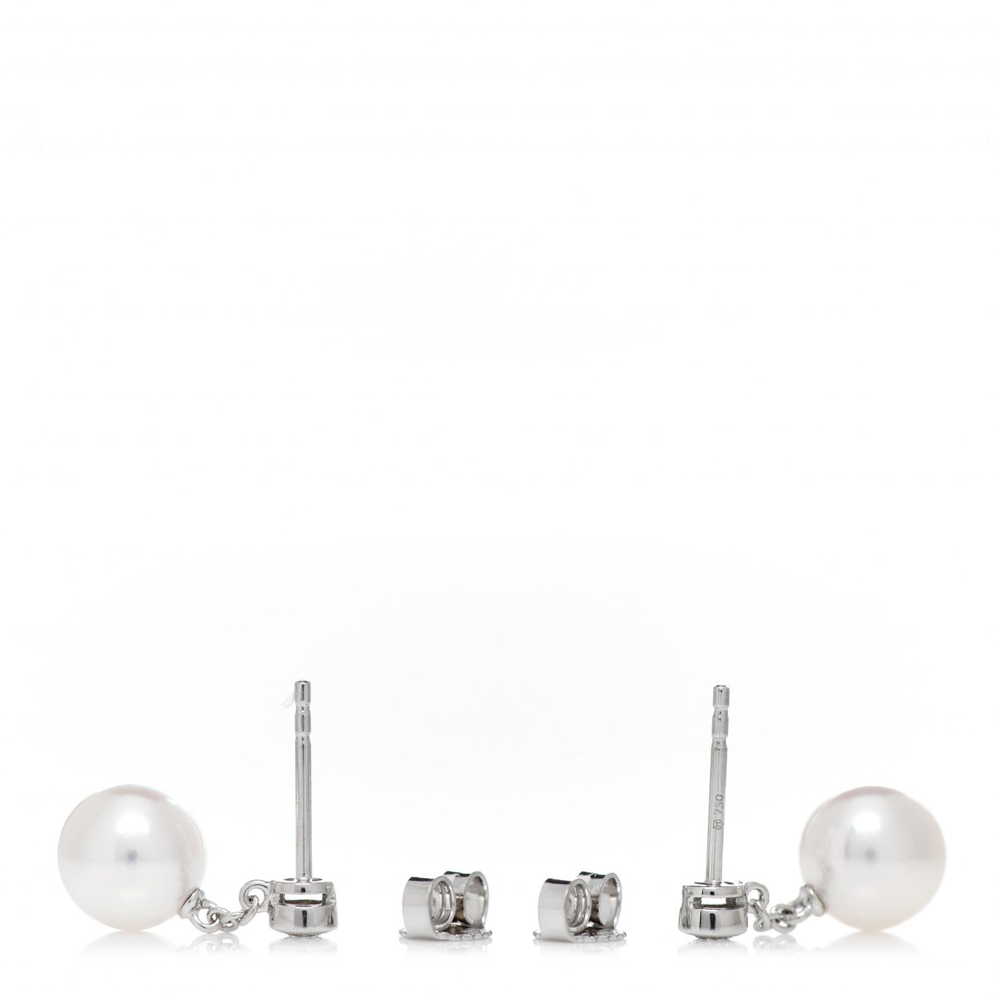 18K White Gold Diamond Akoya Pearl 8mm Classic Drop Earrings