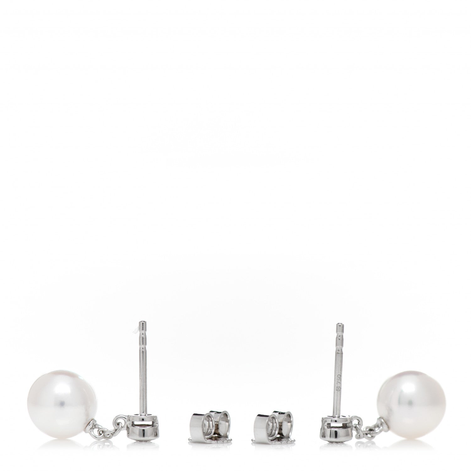 Mikimoto 18K White Gold Diamond Akoya Pearl 8mm Classic Drop Earrings 3 of 5