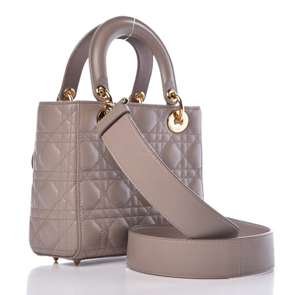 Christian Dior Lambskin Cannage Small Jeweled Swan Lady Dior Taupe 3 of 10