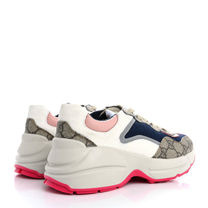 Gucci GG Supreme Monogram Mix Monogram Womens Rhyton Sneakers 35.5 London Blue Beige Pale Pink 5 of 10