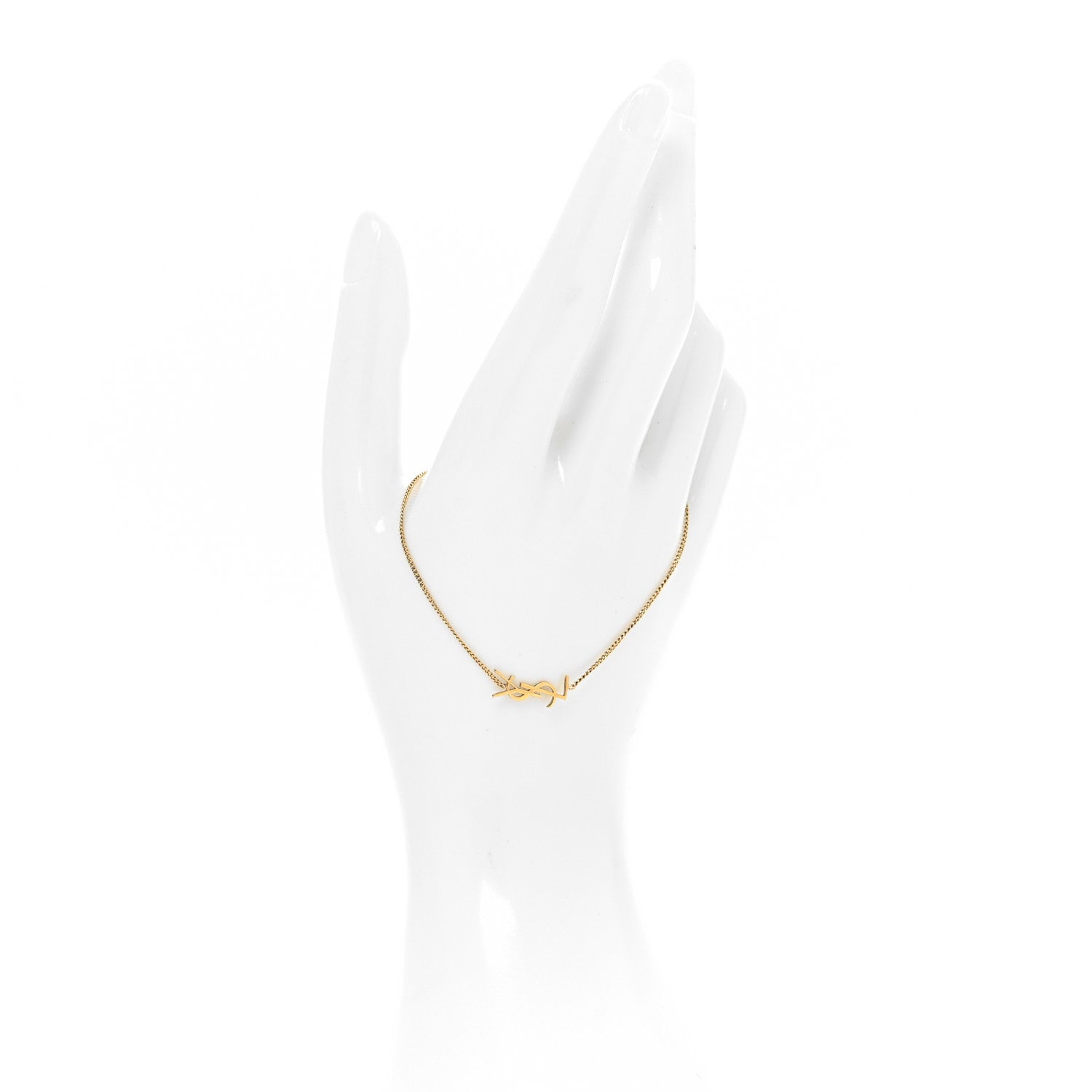 Saint Laurent Brass Monogram Charm Bracelet 2 of 6