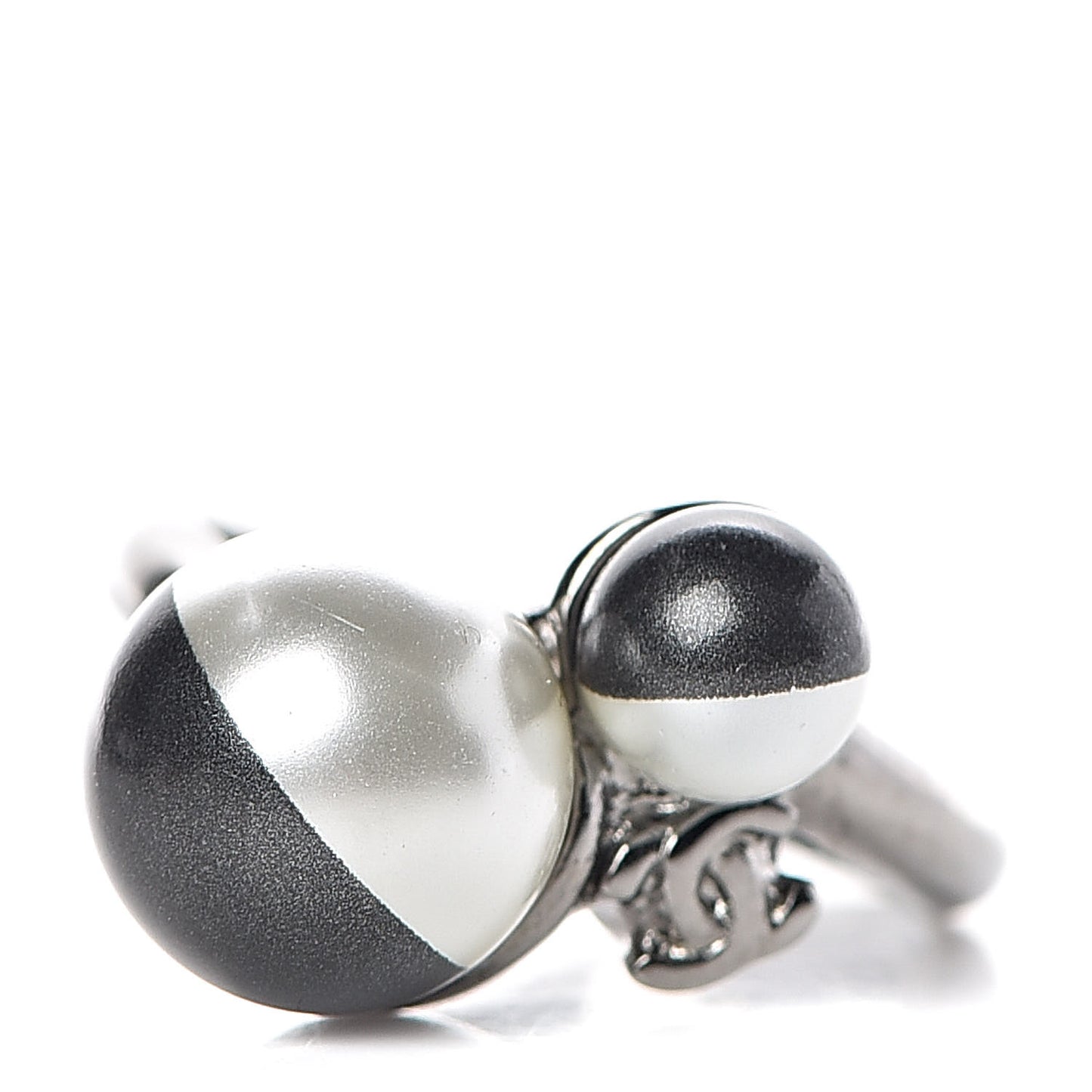 Ruthenium Pearl CC Ring 5 Pearly White Dark Grey