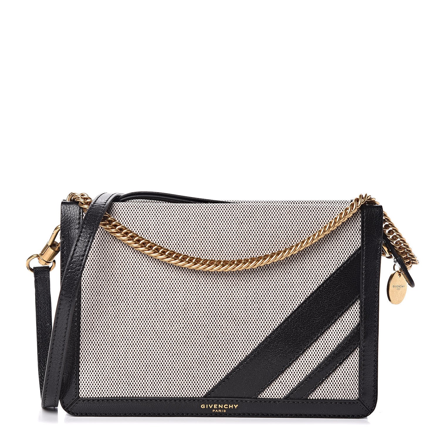 Givenchy Suede Calfskin Canvas GV Cross Shoulder Bag Black 1 of 10