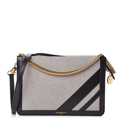 Givenchy Suede Calfskin Canvas GV Cross Shoulder Bag Black 1 of 10