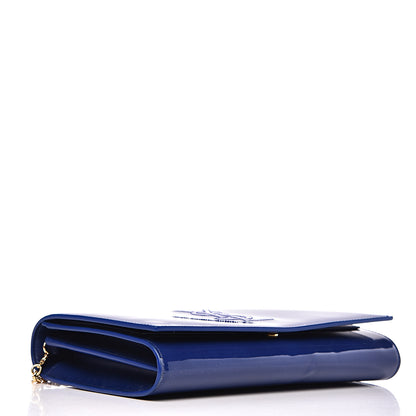 Saint Laurent Patent Calfskin Belle de Jour Chain Clutch Blue 3 of 9