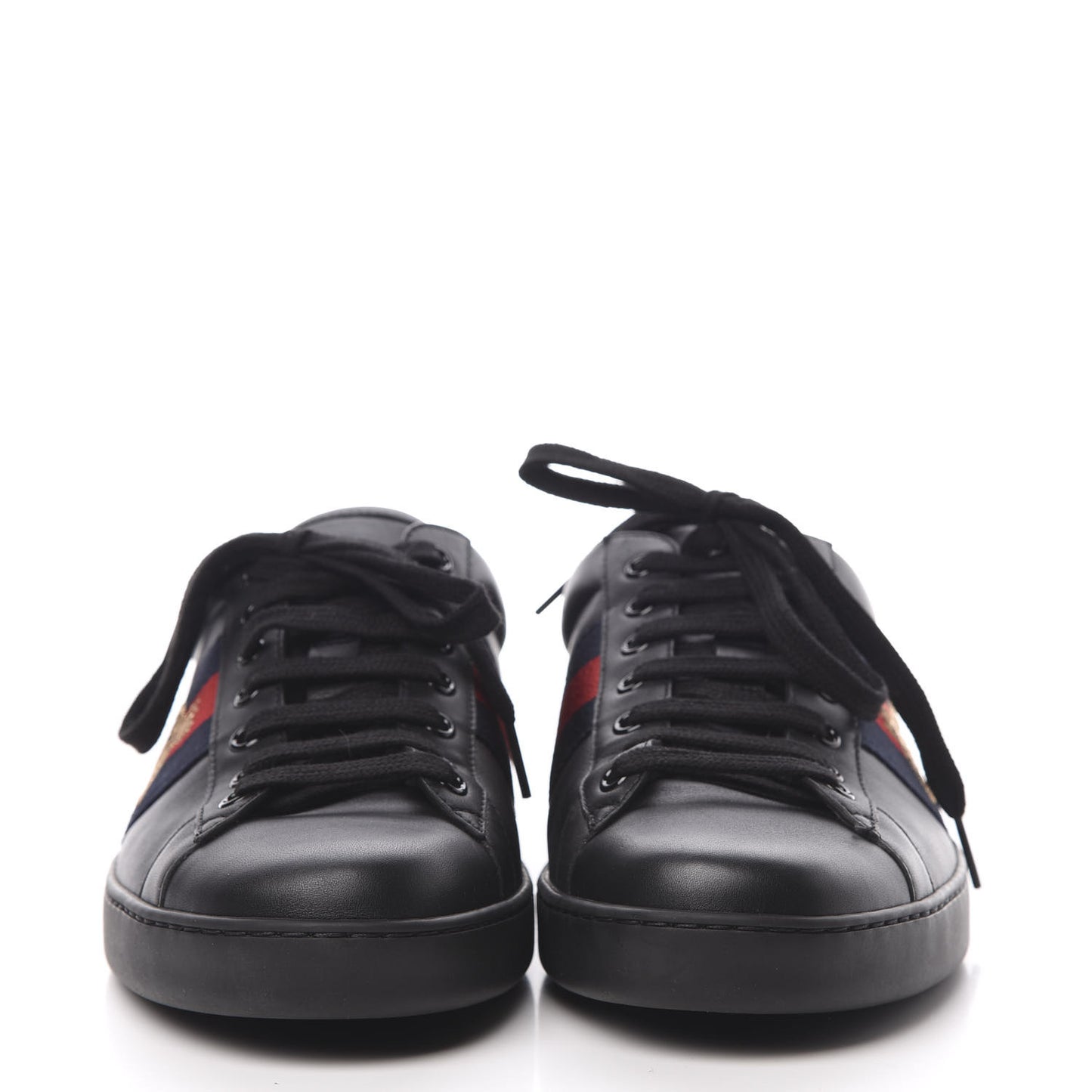 Calfskin Ayers Web Bee Embroidered Mens Ace Sneakers 9.5 Black