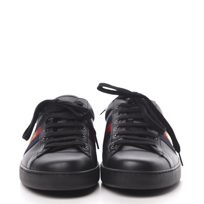 Gucci Calfskin Ayers Web Bee Embroidered Mens Ace Sneakers 9.5 Black 2 of 8