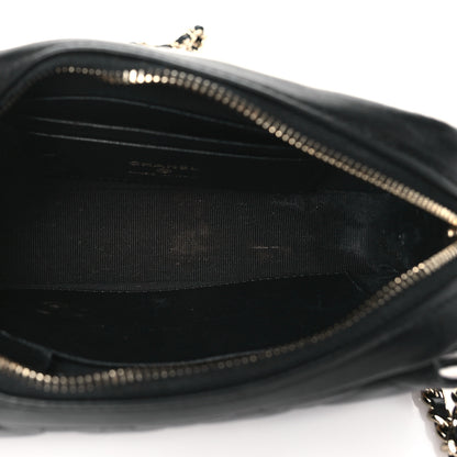 Chanel Lambskin Resin Quilted Chain Camera Bag Black White 5 of 11